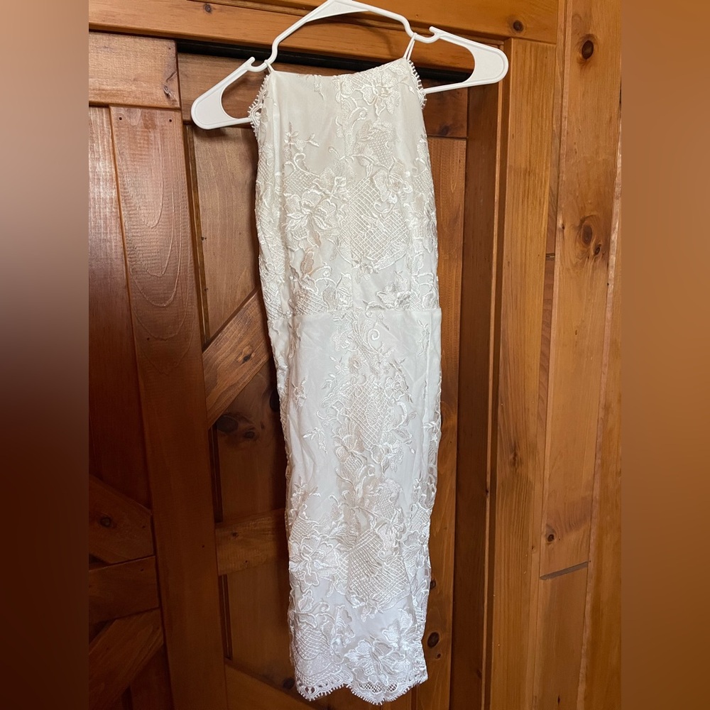 Lulu's Elegant White Lace Dress